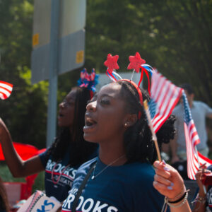 Supporter chanting in the parade